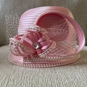 New Pink with pearls fancy statement hat.